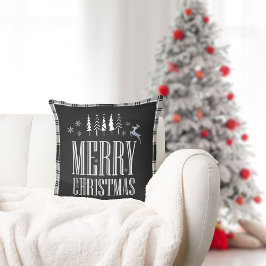 Svartvit God jul Helgdag Kudde