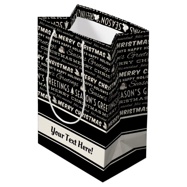 Svartvit God jul Retro-typografi (Baksidan Vinklad)