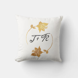 Svartvit Golden Flower Monogram Initial utandning Kudde