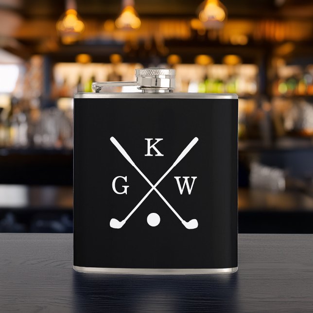 Svartvit golf-Klubbar, monogrammed Fickplunta (Skapare uppladdad)