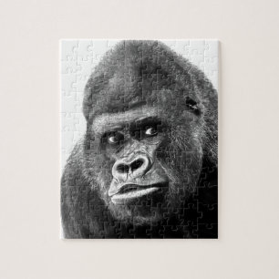 Svartvit Gorilla Pussel