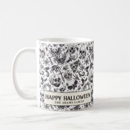 Svartvit gotisk Döskallar Halloween Coffee Mugg