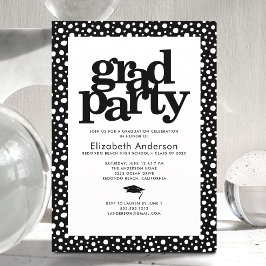 Svartvit grad party fet typografi modern chic inbjudningar