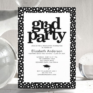 Svartvit grad party fet typografi modern chic inbjudningar