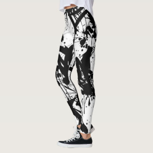 Svartvit graffiti leggings