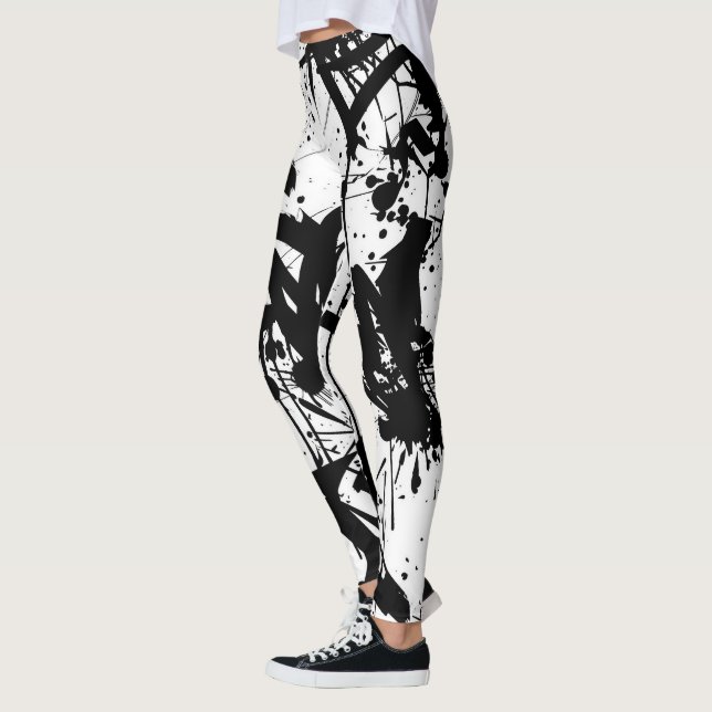 Svartvit graffiti leggings (Vänster)