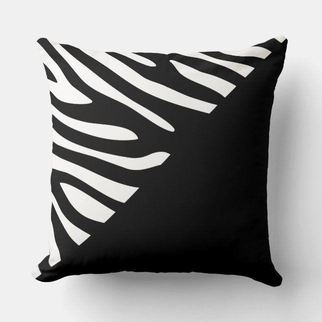 Svartvit grafik Zebra Halva Mönster Kudde (Framsida)