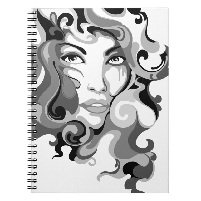 Svartvit grafittiflickaanteckningsbok anteckningsbok (Framsidan)