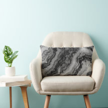 Svartvit granit Swirls Lumbar Pillow