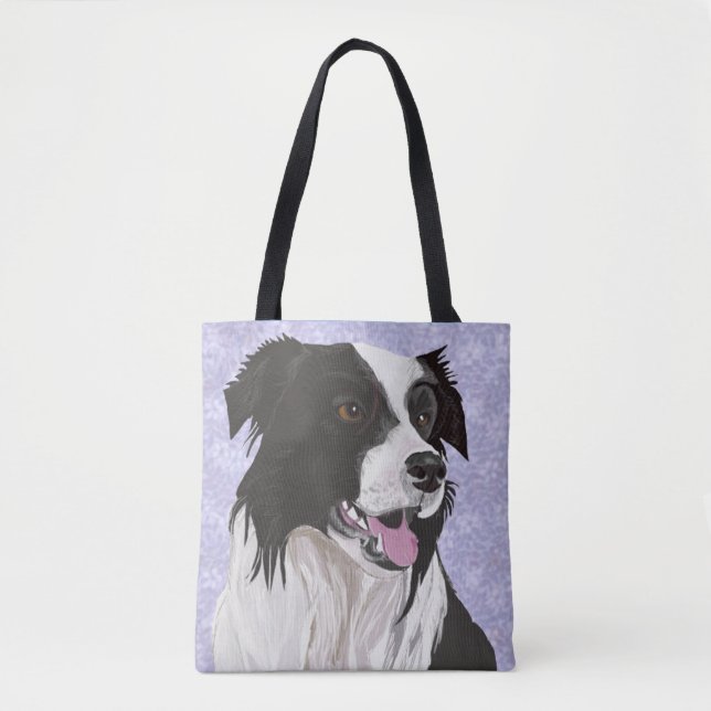 Svartvit Gräns Collie Tygkasse (Framsida)