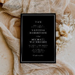 svartvit gräns, unik QR-kod bröllop Inbjudningar<br><div class="desc">Temat svartvit gräns,  svart och vit elegant bröllop,  text,  QR-kod och färg kan redigeras.</div>