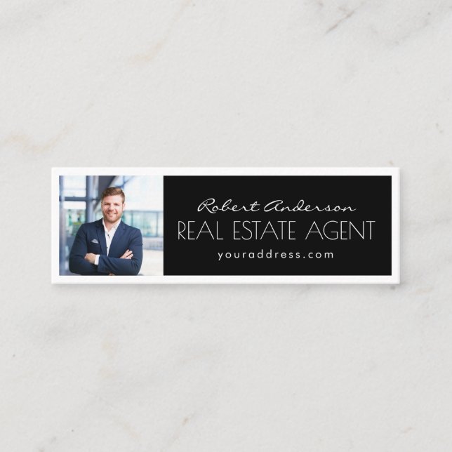 Svartvit gränskort i Gods, äkta, Agent Mini Visitkort (Framsida)