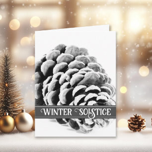 Svartvit Gräs Cone Lycklig Winter Solstice Kort