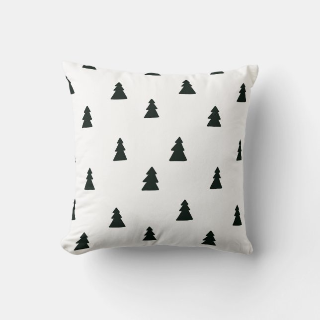 Svartvit Gräs Träd Pillow Kudde (Framsida)