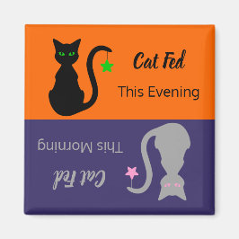 Svartvit/Grått Cat Matat påminnelse Magnet