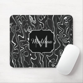 Svartvit grått damaskus abstrakt-snurrar Monogram Musmatta