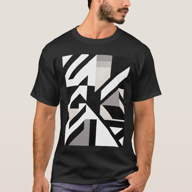 svartvit grått-geometrisk vass t shirt (Framsida)