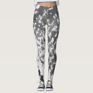 Svartvit Grått Grått Unik Mönster Leggings