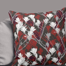 Svartvit Grått och röd Blommigt, design