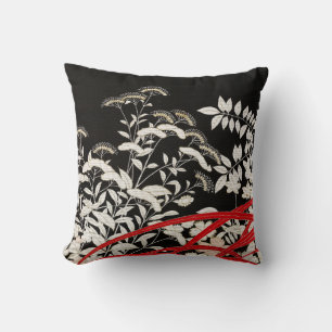 Svartvit Grått och röd Elegant Kimono-utskrift Kudde