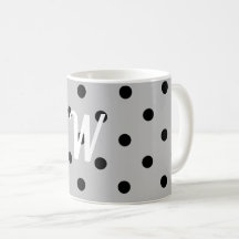 Svartvit & grått, polka dots, monogram