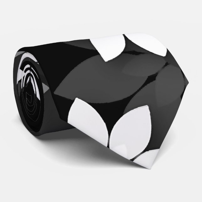 Svartvit, grått, sömlös blomma mönster slips (Rullad)