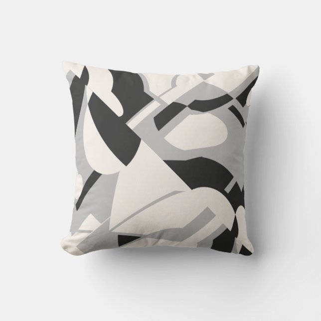 Svartvit Grått svart formgivning med fet diagonal  Kudde (Framsida)
