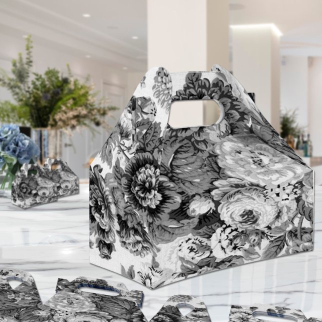 Svartvit Grått Tone Blommigt Toile No.3 Presentaskar (Skapare uppladdad)
