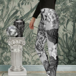 Svartvit Grått Tones Vintage Blommigt Toile No.1 Leggings<br><div class="desc">Ett svart och vitt extra stort mönster av vintage blommor i grått-toner med väften och varpen synlig.</div>