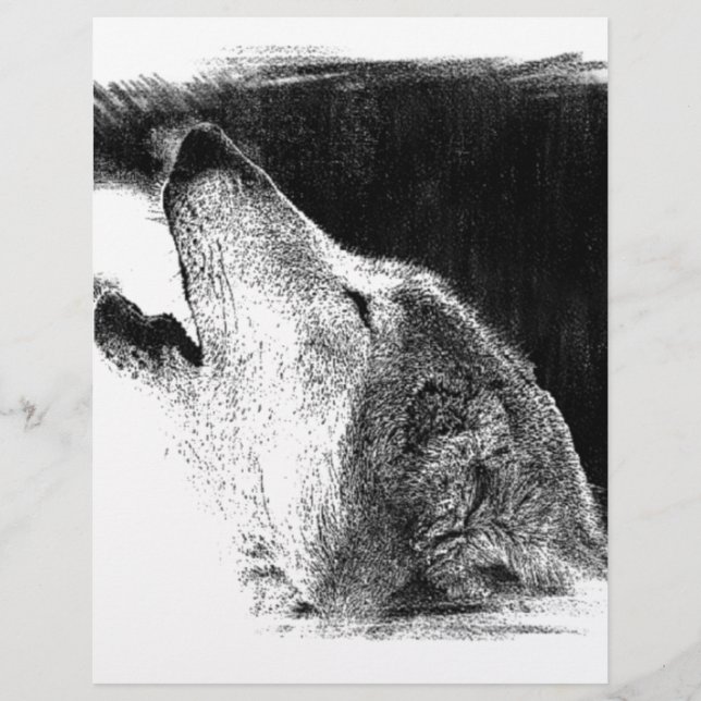Svartvit Grått Varg Sketch Artwork (Framsida)