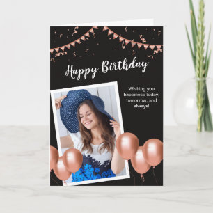 Svartvit Grattis på födelsedagen, omvänd Hälsning Kort