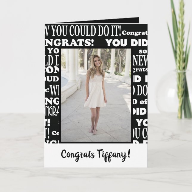 Svartvit Gratulerarare Grad-foto Kort (Framsida)