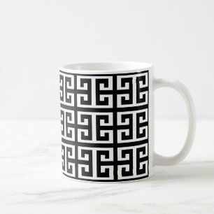 svartvit grek nyckel kaffemugg