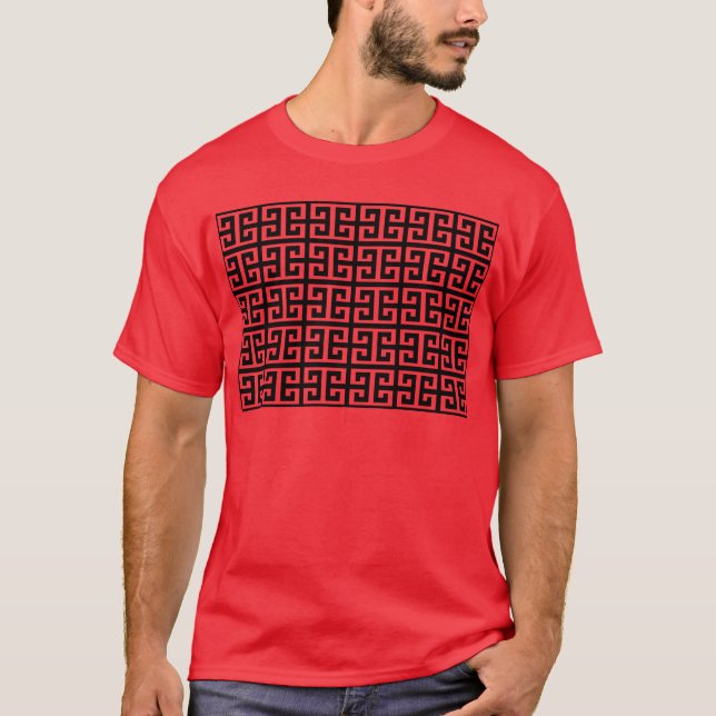 svartvit grek nyckel tee shirt (Framsida)