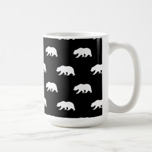Svartvit Grizzly Bear Mönster Kaffemugg
