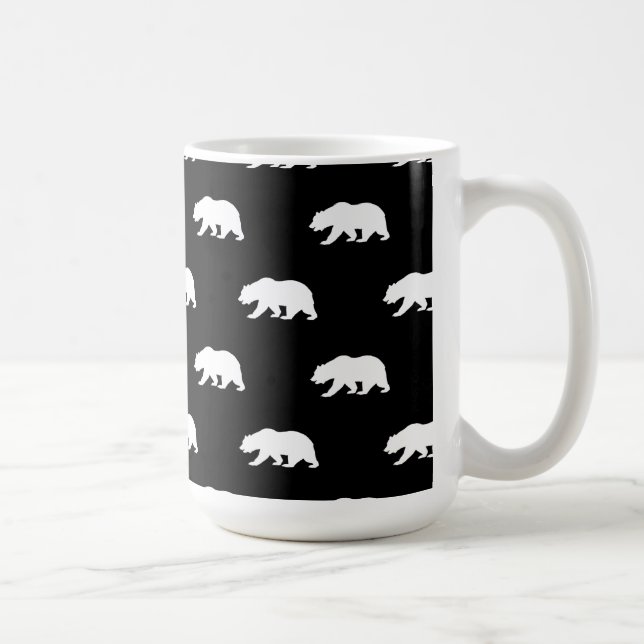 Svartvit Grizzly Bear Mönster Kaffemugg (Höger)