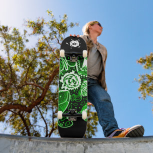Svartvit Grönt, Abstrakt Mini Skateboard Bräda 18,5 Cm