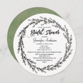 Svartvit Grönt Blommigt Botanisk Möhippa Inbjudningar