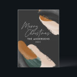 Svartvit Grönt terracotta modern minimal vattenfär Julkort<br><div class="desc">Budgetsvart,  grönt terracotta abstrakt vattenfärgsskript,  modernt skript utan fotojulkort. Modern grönt,  beige och terracotta kolorway.</div>