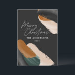 Svartvit Grönt terracotta modern minimal vattenfär Julkort<br><div class="desc">Budgetsvart,  grönt terracotta abstrakt vattenfärgsskript,  modernt skript utan fotojulkort. Modern grönt,  beige och terracotta kolorway.</div>