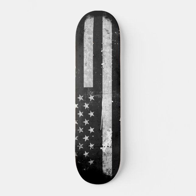 Svartvit Grungeamerikanska flaggan Skateboard Bräda 20 Cm (Framsida)