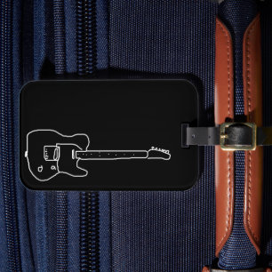 Svartvit Guitar Bagagebricka
