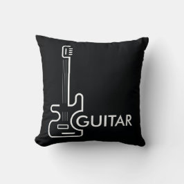 Svartvit Guitar Design Dekorativ kudde