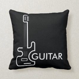 Svartvit Guitar Design Dekorativ kudde
