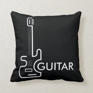 Svartvit Guitar Design Dekorativ kudde
