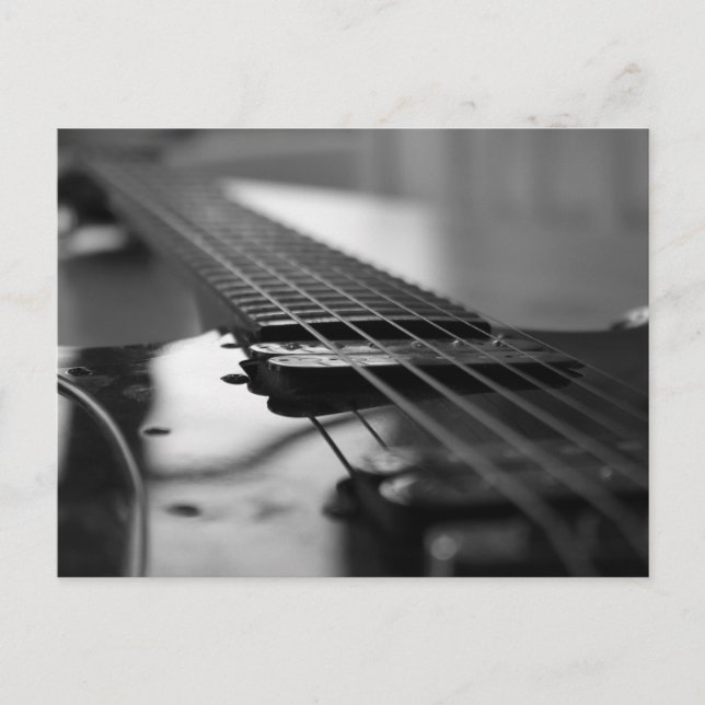 Svartvit Guitar Vykort (Framsida)