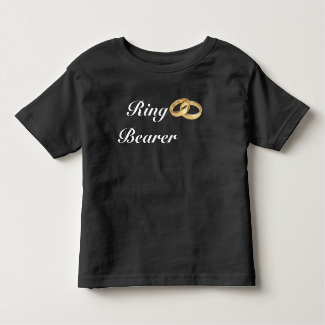 Svartvit | Guld Bröllop Ringar Ring Bearer T Shirt (Framsida)