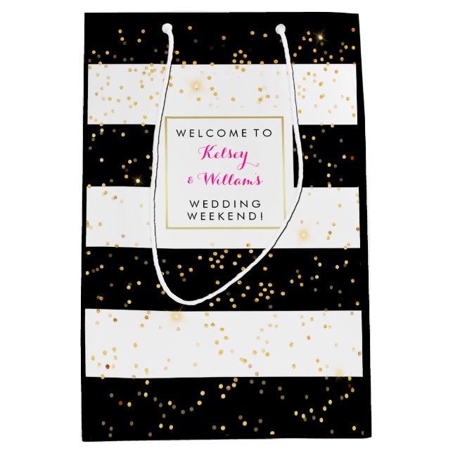 Svartvit Guld Bröllop utanför Guests gäst Välkomna (Framsidan)