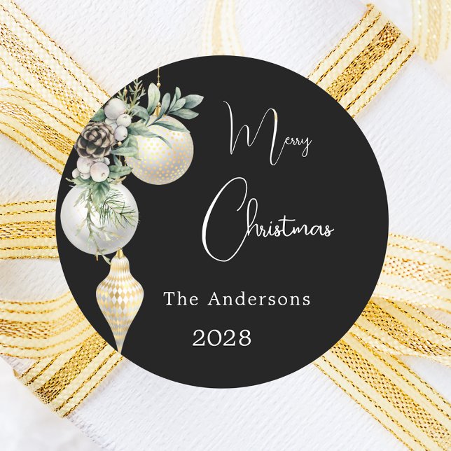 Svartvit guld-buske jul runt klistermärke (Skapare uppladdad)