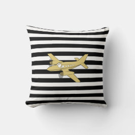 Svartvit guld-flygplan Dekorativ kudde
